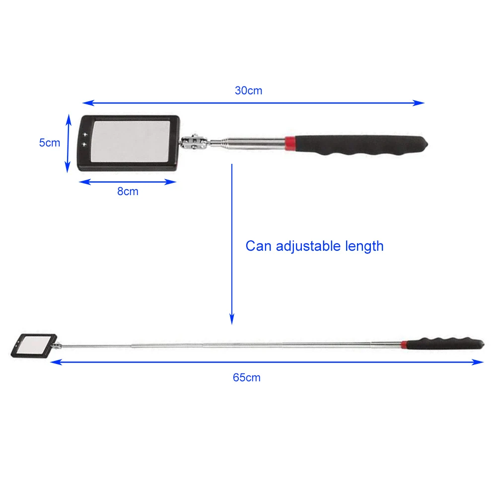 

Dual Ball Joint 360 Degree Rotating Car Repair Detection Tool Vehicle Bottom Led Telescopic Nonslip Inner Wall Inspection Mirror