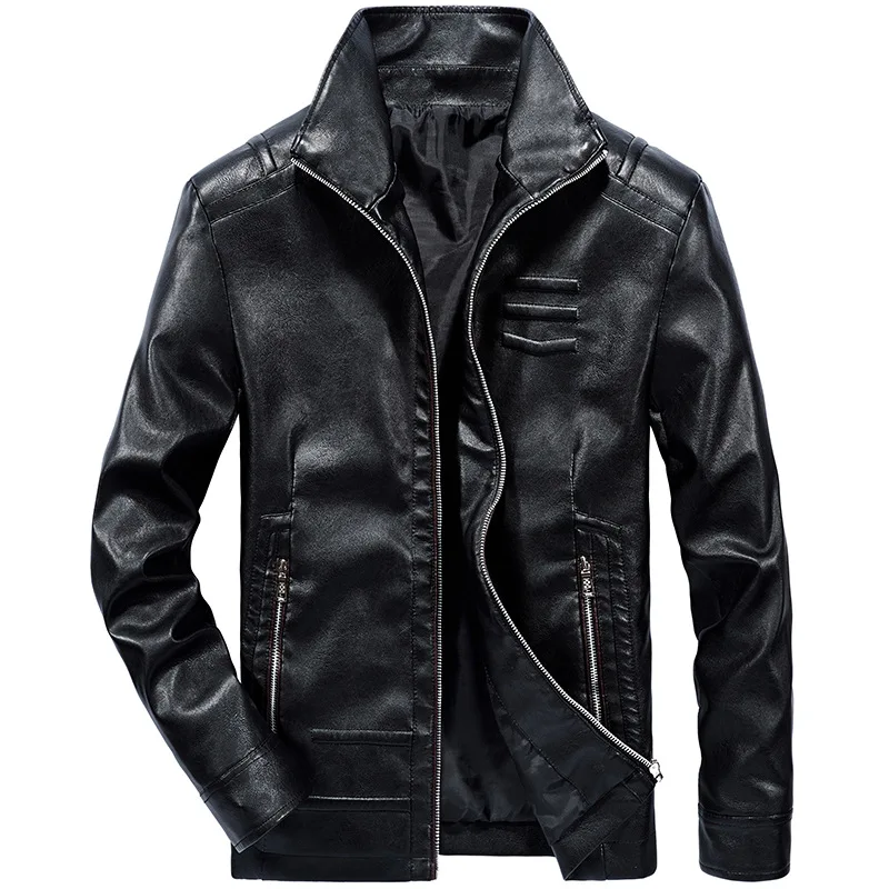 

New autumn/winter pu simple vertical collar big code leather Man