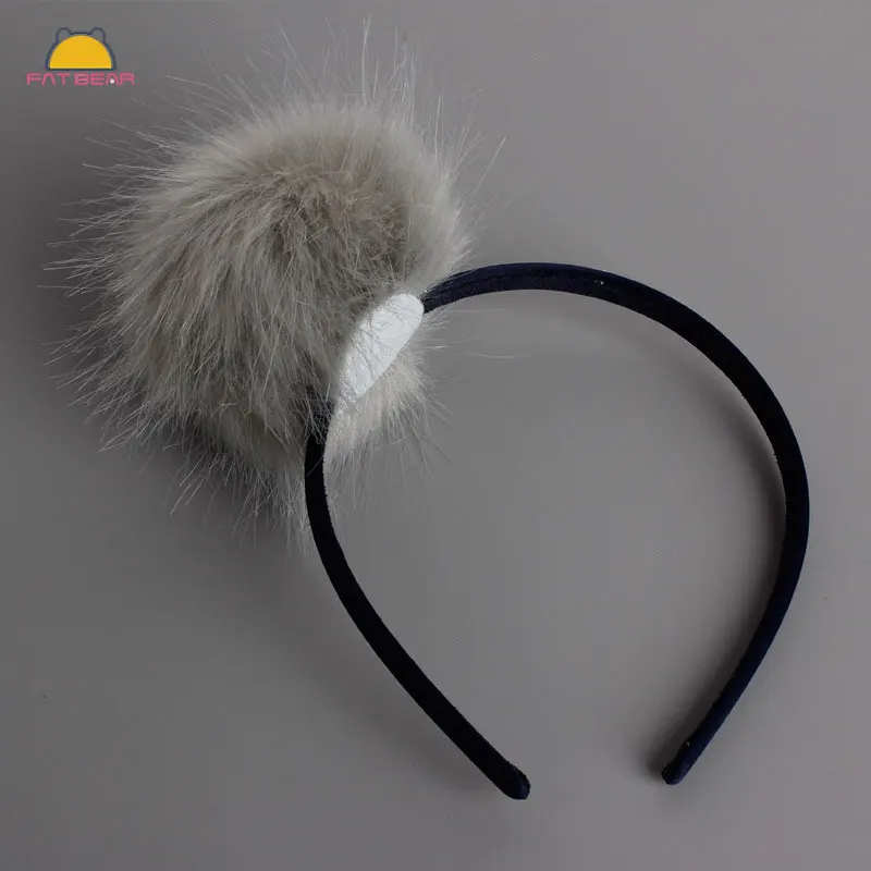 Повязка на голову с меховым помпоном для милых девочек большой ободок волос