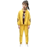 girls three piece clothes sets casual outerwear long sleeve and pants cotton tops trousers teen autumn outfits coat sweatpants