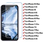 Защитное стекло для iPhone 11 Pro Max, X, 5, 5S, SE, 4, 4S, 3, закаленное, 2 шт.