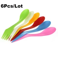 6 pcslot portable multi tool spoon fork knife camping hiking utensils spork combo travel gadget cutlery outdoor tableware