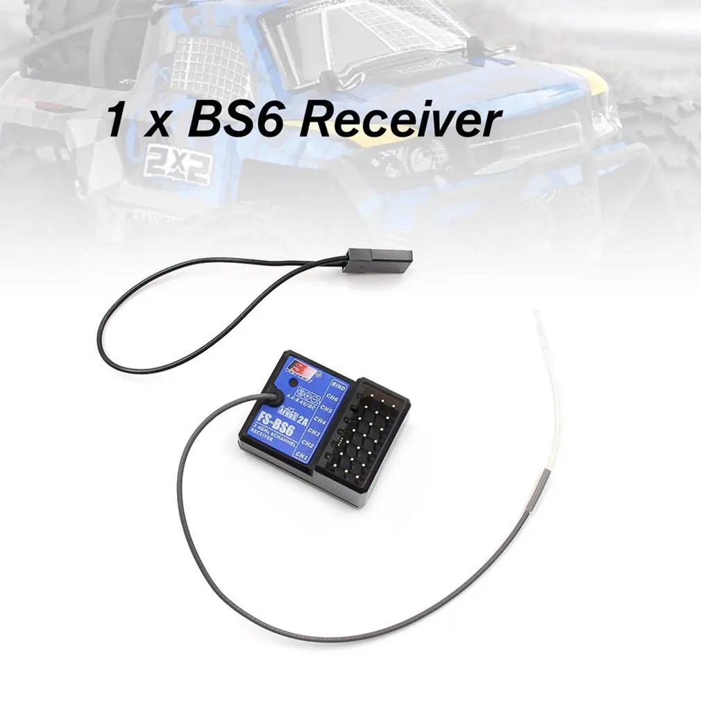 Flysky-receptor RC FS-BS6, 2,4 GHz, 6 CANALES, AFHDS, 2A, salida PWM con funci&oacute;n de giroscopio para Control remoto, coche, barco-1