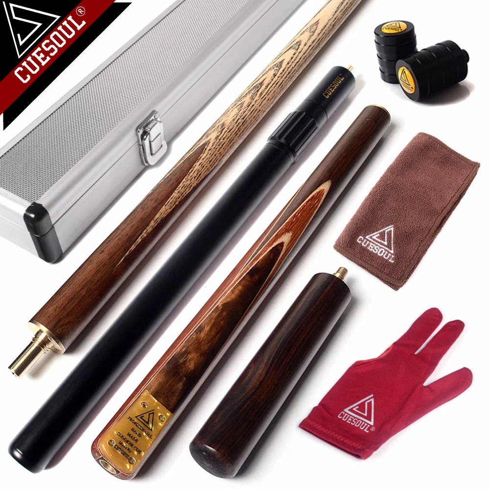 

CUESOUL 57 "Snooker Cue Handcraft 3/4 шарнирный с мини-удлинителем стыка, упакованный в алюминиевый чехол для кия и защитный шарнир для кия