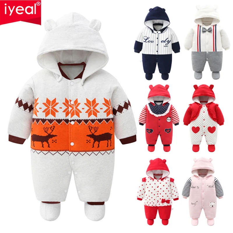 Детские зимние комбинезоны IYEAL хлопковый комбинезон для новорожденных плотный