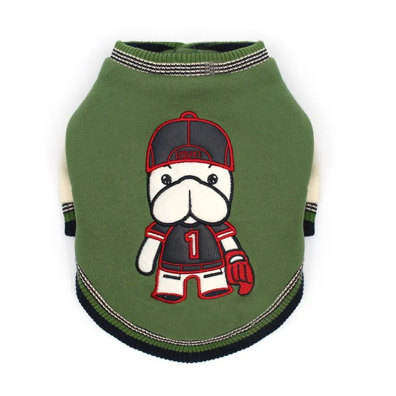 

Pet Clothes Winter Warm Baseball Uniform Green Dog Clothes