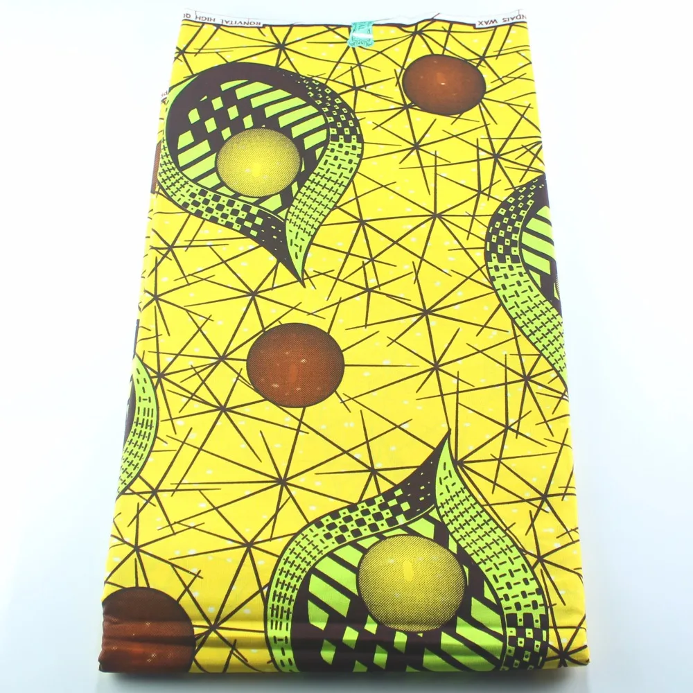 Африканская желтая тонкая набивная хлопковая ткань Анкара розница воск Новая