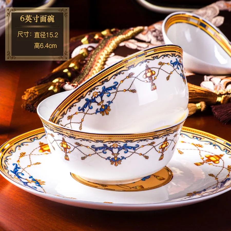 

Jingdezhen Ceramic Dinner chinese dishes Rice Bowl Soup Bowl Salad Noodles Bowl Plate Dinnerware Sets Tableware