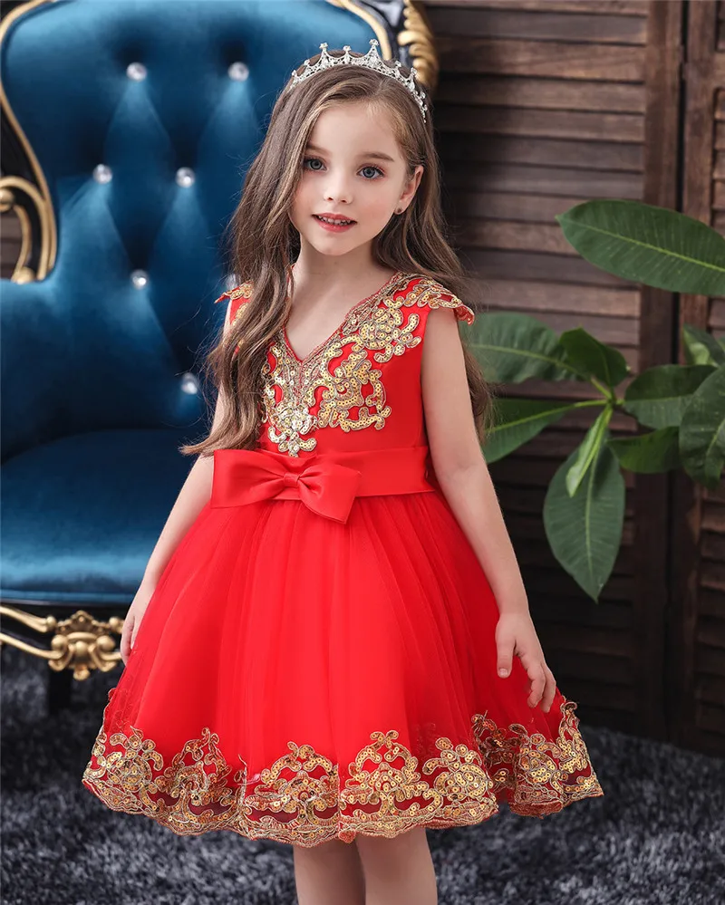 New children's clothing party girl bow elegant wedding evening dress prom princess birthday 1-12T | Детская одежда и обувь