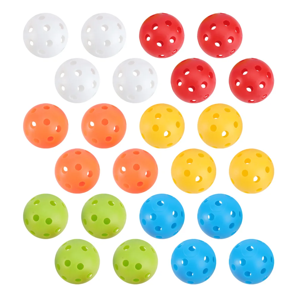 

24pcs Perforated Play Balls Hollow Practice Training Sports Balls (Mixed Colors)