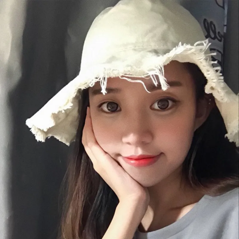 Женская льняная шляпа ведро с бахромой Японская уличная одежда шляпка хараджуку