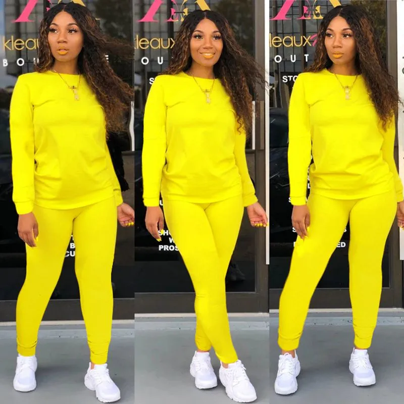 

2 piece set women outfits two piece set women tracksuit pullover pants 2 pieces sets outfits o-neck wholesale