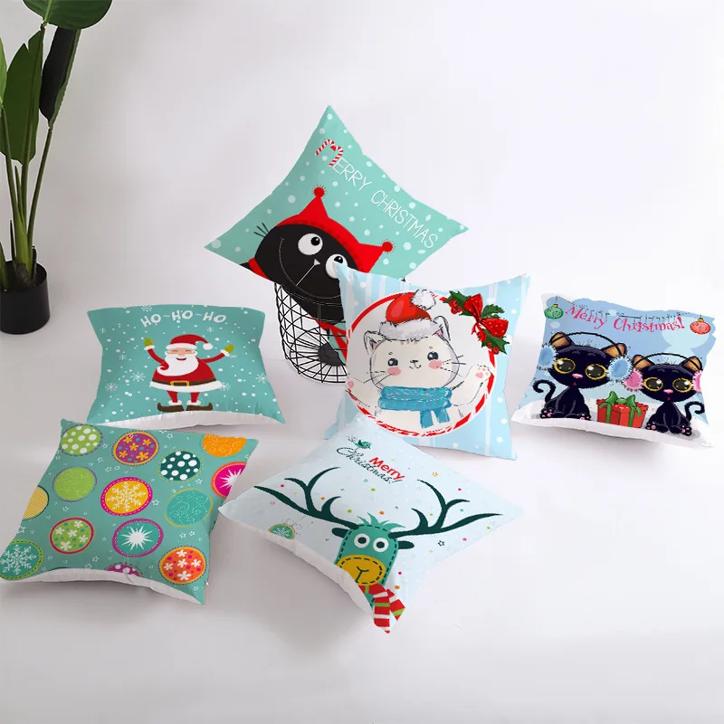 Рождественские украшения для дома наволочка с оленем вапити зеленое