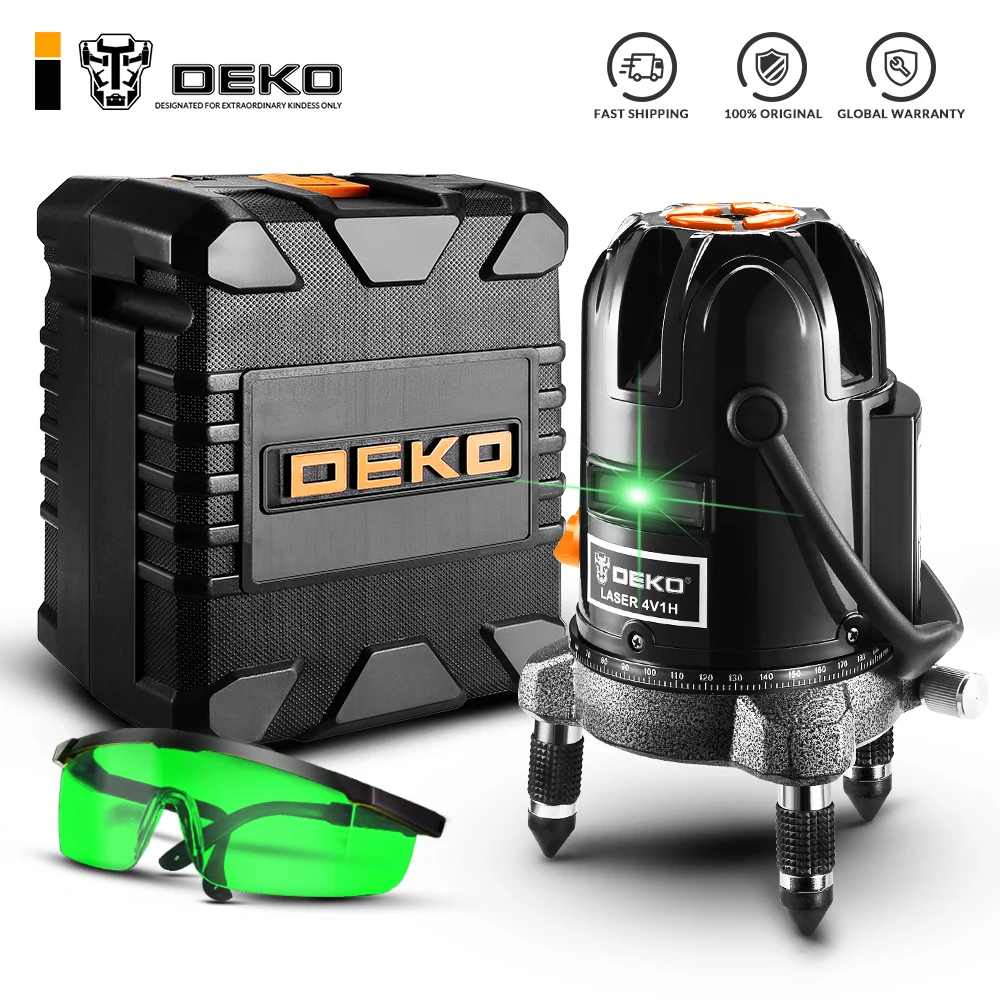 

DEKO DKLL50-S1 5 Lines 6 Points Laser Level Green Laser Lines Multipurpose Cross-Line Outdoor Tilt Mode Can Work with Detector