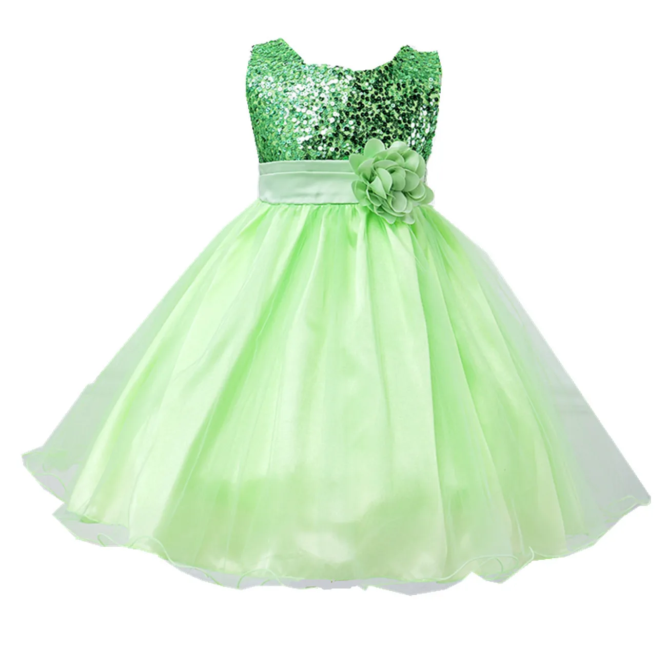 

New 2020 Girls' Autumn and Summer Sequined Princess Dress Evening Party Performance Christmas Dress Flower-Dress Girls' Elegant