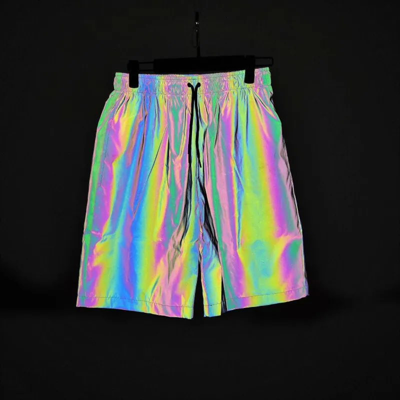 Мужские светоотражающие шорты бермуды в стиле хип хоп|Мужские шорты| |