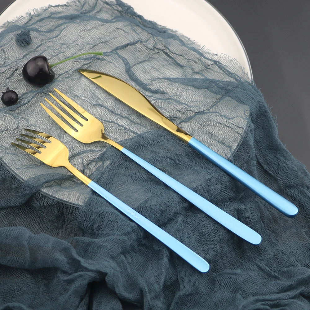 Столовая посуда 5 шт. набор столовых приборов из голубого золота золотой