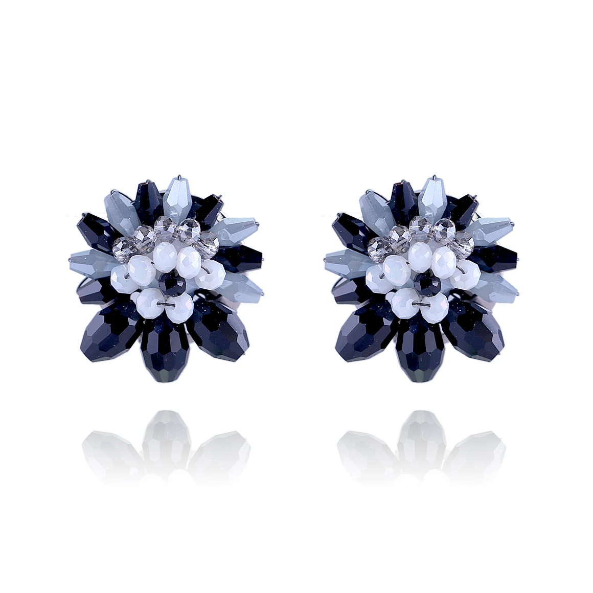 Женские серьги гвоздики с кристаллами 4 цвета|Серьги-гвоздики| |