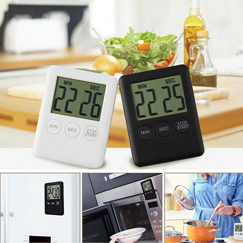 

Square Kitchen Timer Egg Timer Digital LCD Screen Cooking Count Up Countdown Alarm Sleep Stopwatch Clock Temporizador Digital