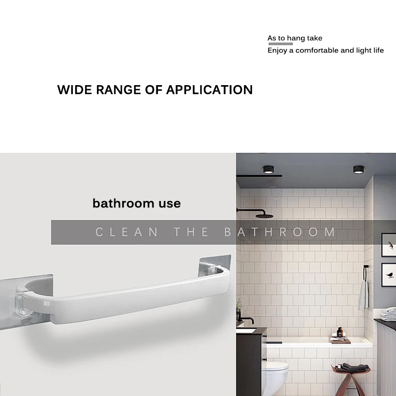 Bathroom Towel Hanger Plastic Towel Holder Bath Kitchen Hotel Self Adhesive Hanging Rail Bathroom Supplies Rod Organiser Rack