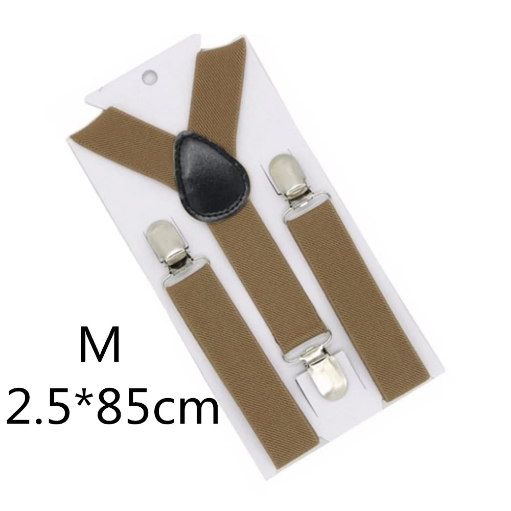 dark khaki-85cm Однотонные подтяжки унисекс для детей и взрослых, для мужчин, женщин, мальчиков и девочек, эластичные регулируемые детские аксессуары-скобы, 5 размеров, для родителей и детей - Цвет: dark khaki-85cm