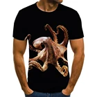 Мужская забавная футболка, с 3D-принтом глубоководных рыб, акул, китов, топ с коротким рукавом, мягкая, унисекс, 2021