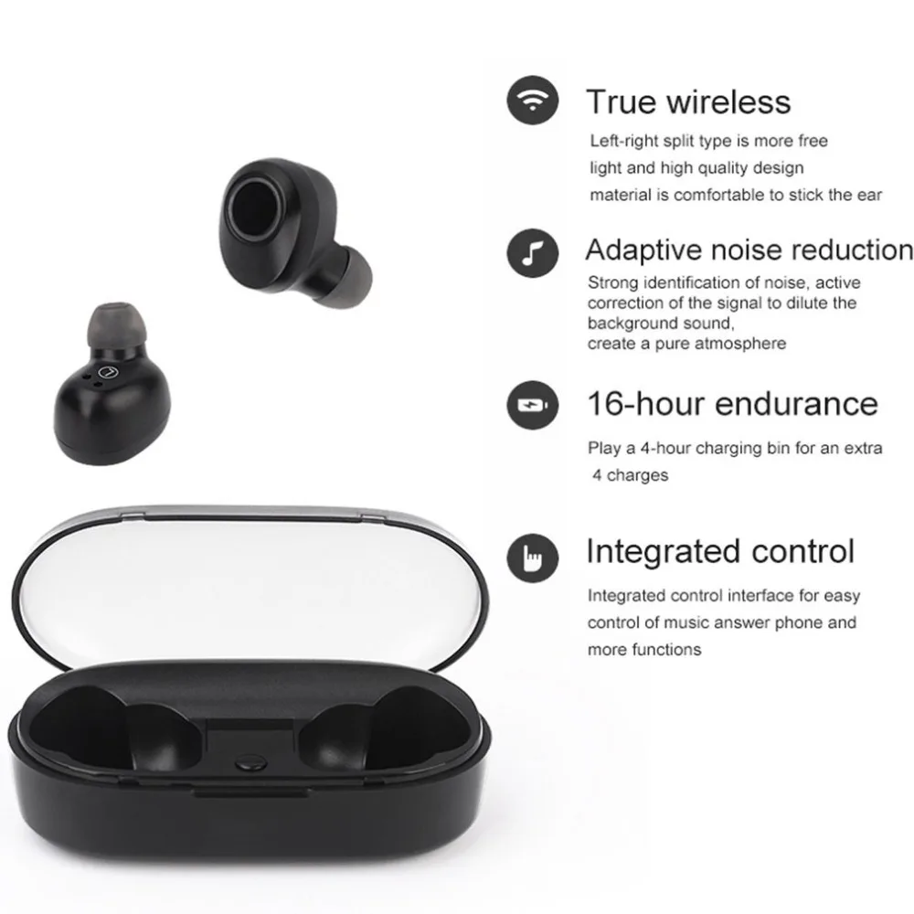 Wireless Bluetooth Earphone Heavy Bass In-ear Headset With Charging Station Bluetooth5.0 Stereo Sports Earbuds | Электроника
