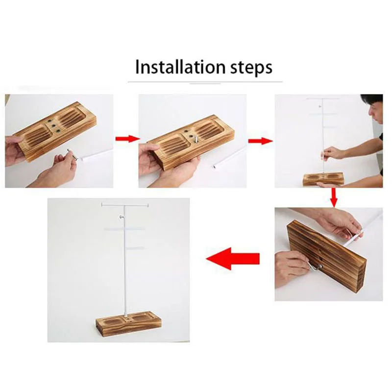 Metal Necklace Display Stand Jewelry Storage White Earring Jewelry Organizer Holder Wooden Storage Tray Store Home Decor Gifts