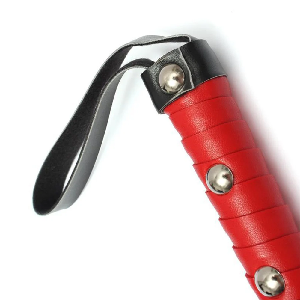 

Racing Props Gift Outdoor Sports Hanging Crop Red Handle Non Slip Faux PU Leather Horse Riding Whip Lightweight Accessories