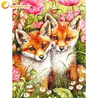 chenistory cute small foxes animal painting by numbers kits for adults modern home decoration artcraft by self oil diy art gift