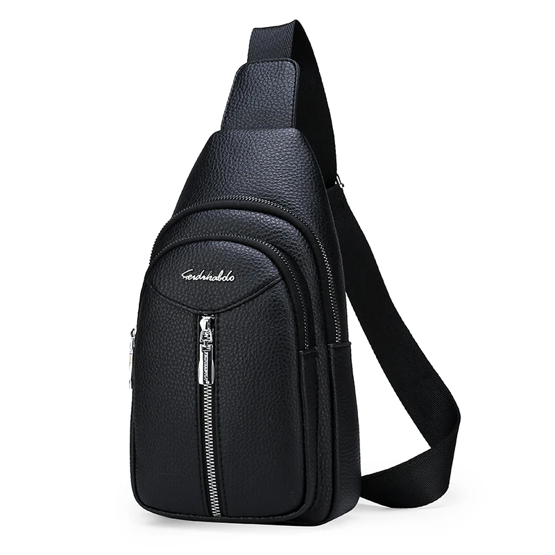 Men PU leather Chest Bag Male Casual Functional Fanny Waist Bag Money Phone Belt Bag Sports Chest Bag Belt Pack Outdoor ZX-073.