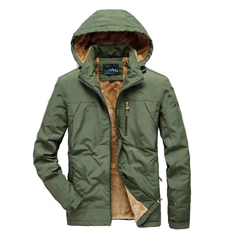 ZOGAA Autumn and winter new style plus velvet jacket men's casual outdoor hoodable quick-drying jacket cotton jacket