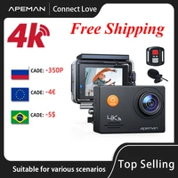 apeman action camera a79 4k 20mp external microphone 2 4g remote control vlog camcorder