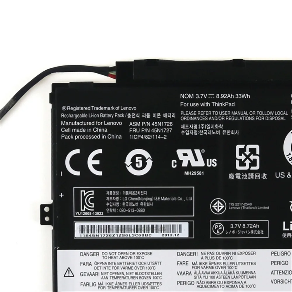 

45N1726 45N1727 45N1728 45N1729 45N1730 45N1731 45N1732 45N1733 Original Laptop Battery For LENOVO ThinkPad Tablet 10 3.75V