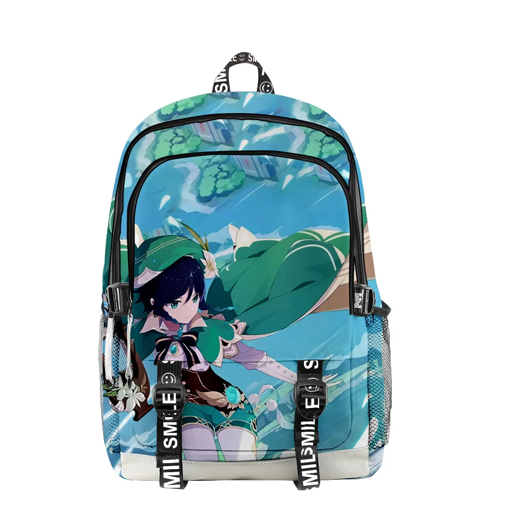 

2021 genshin impact venti 3d printing men women backpack oxford school bag hip hop style teen girl child backpack travel