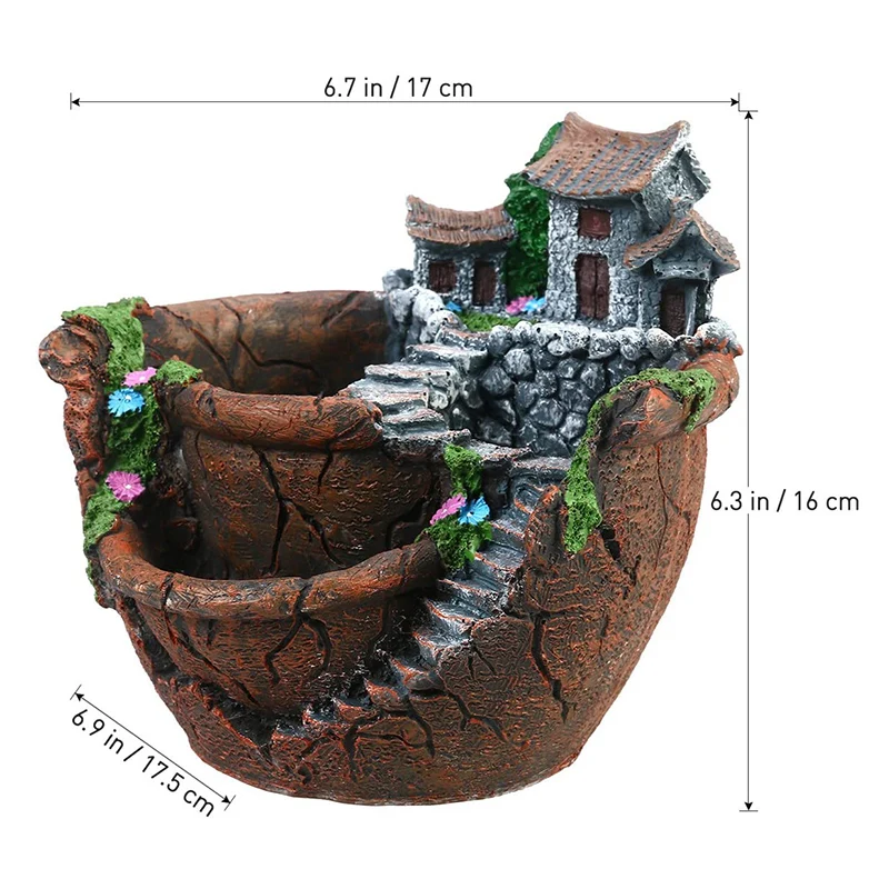 

Fairy Garden Planter Flower Plant Pots with Sweet House Unique Design for Home Decoration In Stock