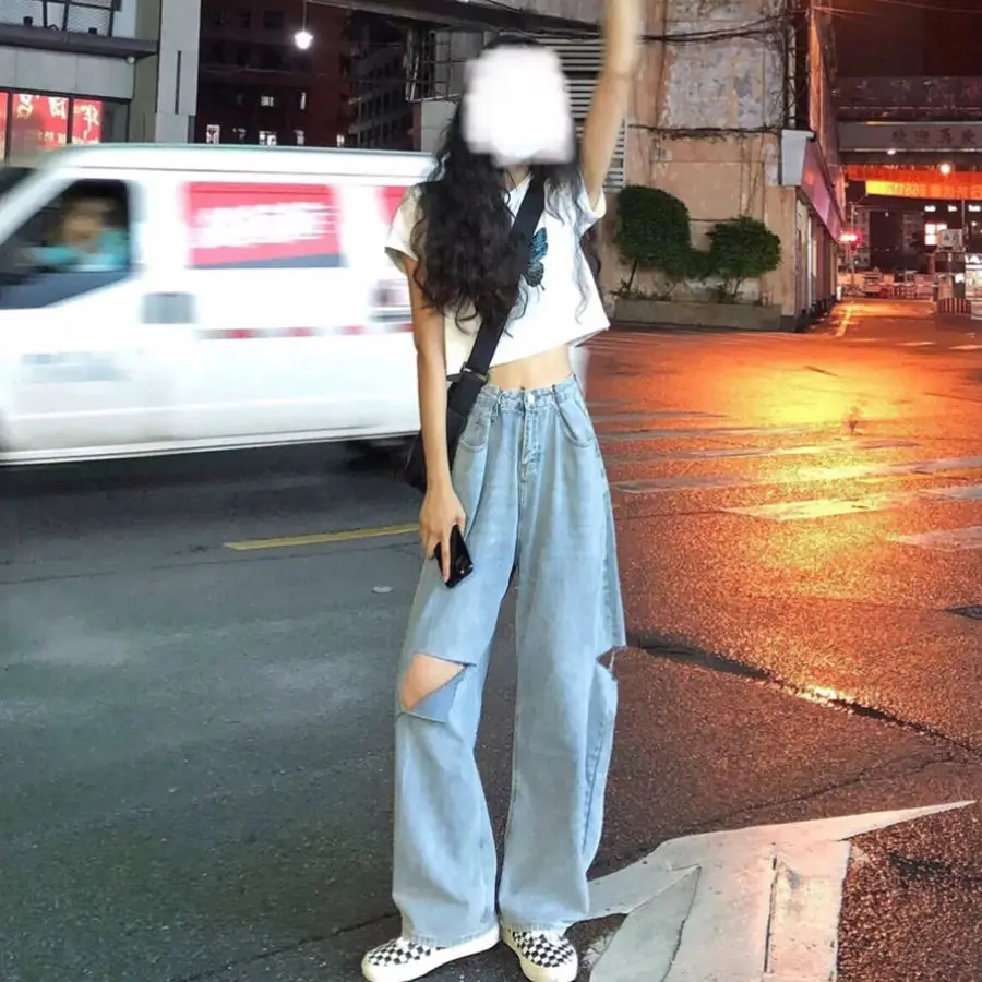 

Women's spring and summer new ins loose student wide leg pants Korean straight pants fashion
