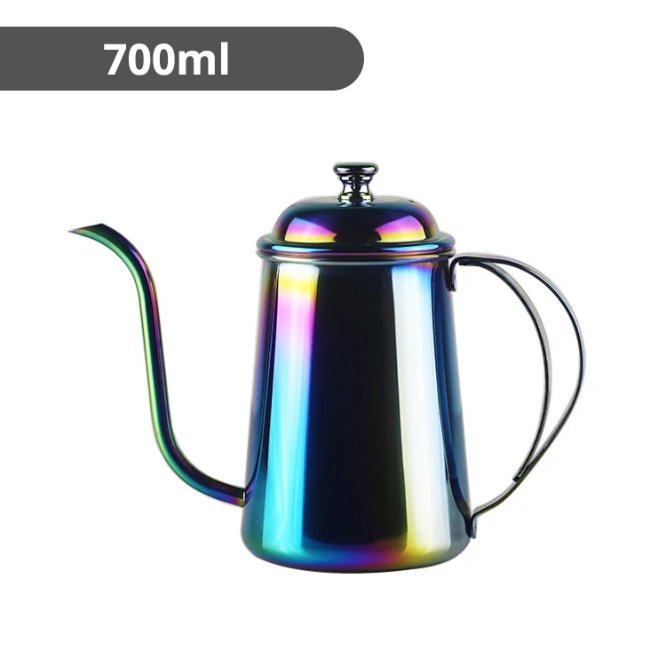 Rainbow 700ml Высокое качество нержавеющей стали залить над кофе и чайник, капельный чайник аксессуары для кофеварки батареи печи - Цвет: Rainbow 700ml