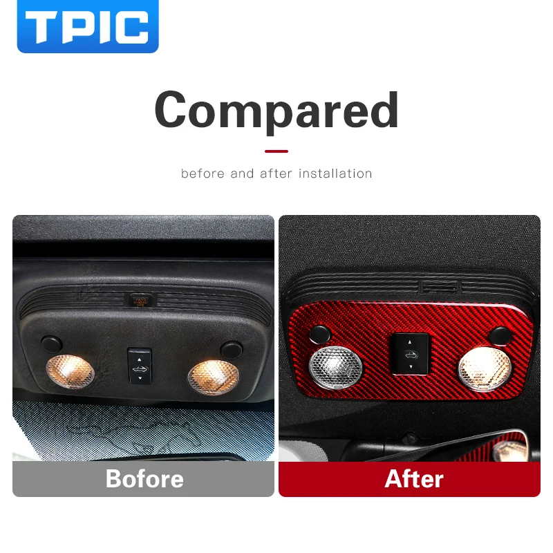 TPIC карбоновое волокно интерьер автомобиля крыша ламсветильник для чтения рамка