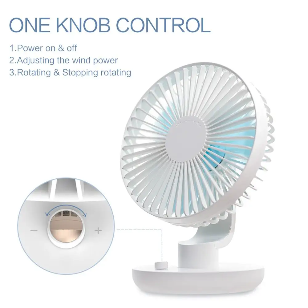 

SMARTDEVIL USB Rechargeable Fan Silent Portable Fan Adjustable USB Fan for Camping Office Travel Battery Powered and USB