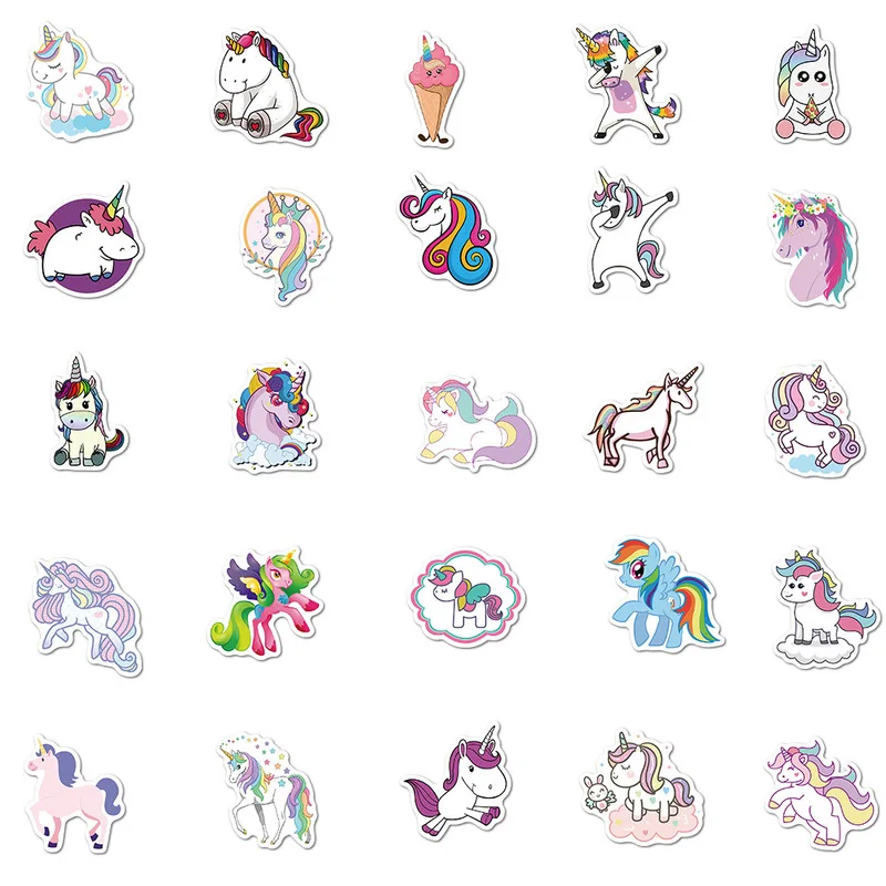 Pegatinas impermeables para port&aacute;til, calcoman&iacute;as de guitarra con dibujos de unicornios y animales, DIY Graffiti a pegatina de equipaje, 100 Uds.-1