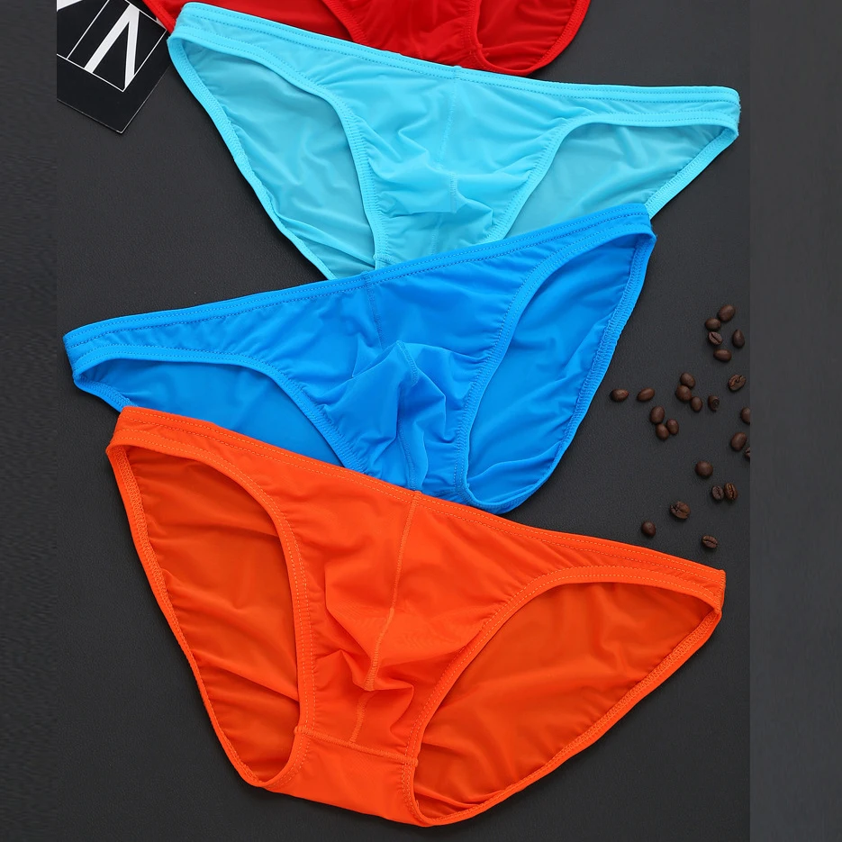 Мужские трусы прозрачные шорты L 2XL шелк льда модные с низкой посадкой бикини