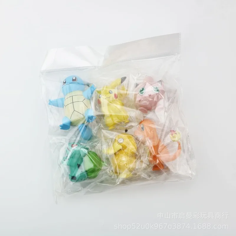 

6 Pcs Takara Tomy Pikachu Anime Pokemon Elf Cake Decoration Cute Children's Boutique Gift Toys Action Figure