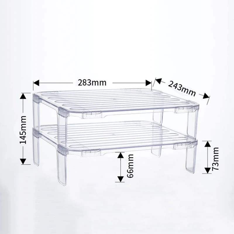 

2 pc Refrigerator Storage Rack Stackable Layered Dishes Bowl Shelf Cabinet Storage Kitchen Organizer Leftovers Refrigeration