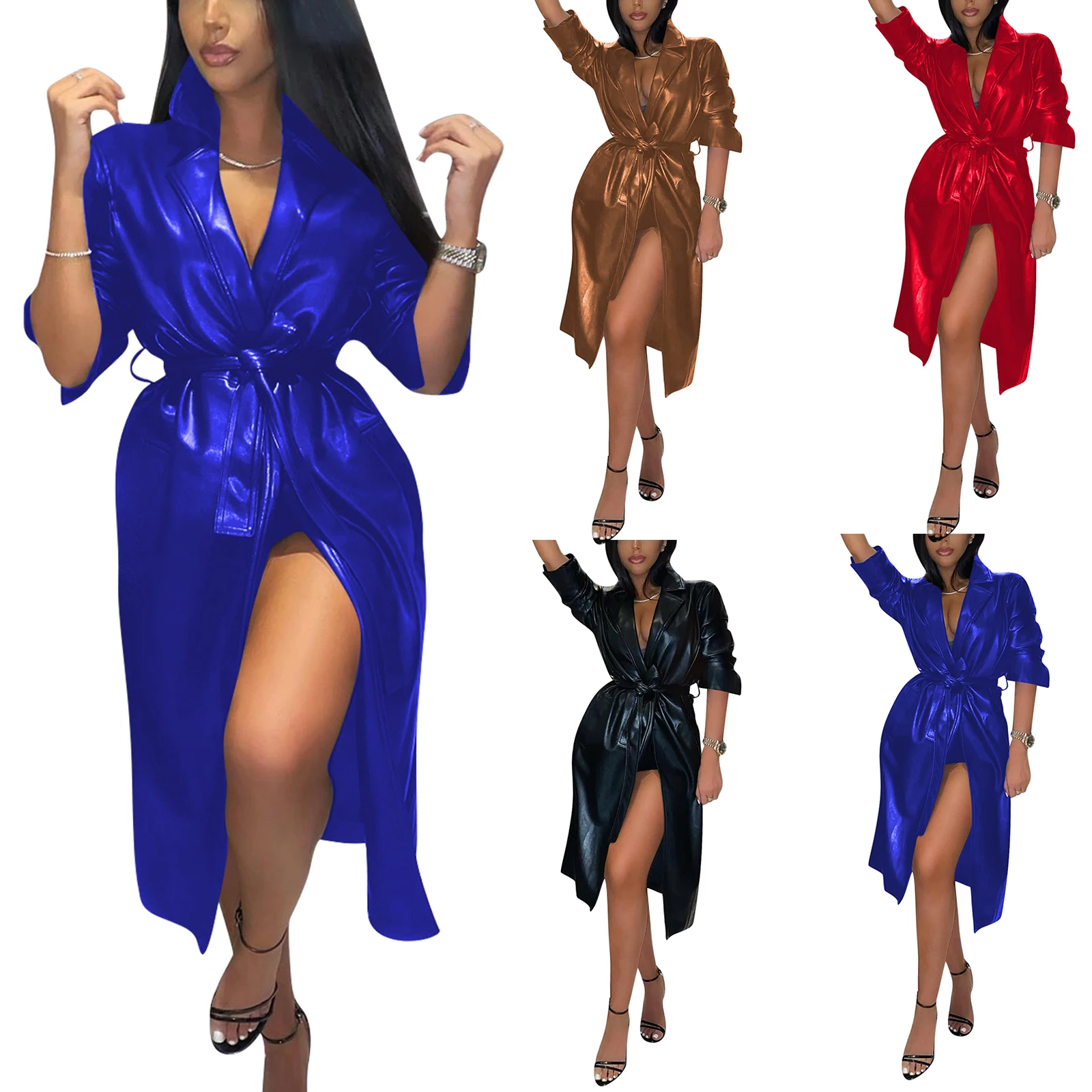 Женский Тренч весна осень модная однотонная куртка с длинным рукавом воротником