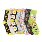 WPLOIKJD носки милые забавные Женская Новинка яйцо пицца суши пончики Ежик бабочка соккер жаккардовые женские носки