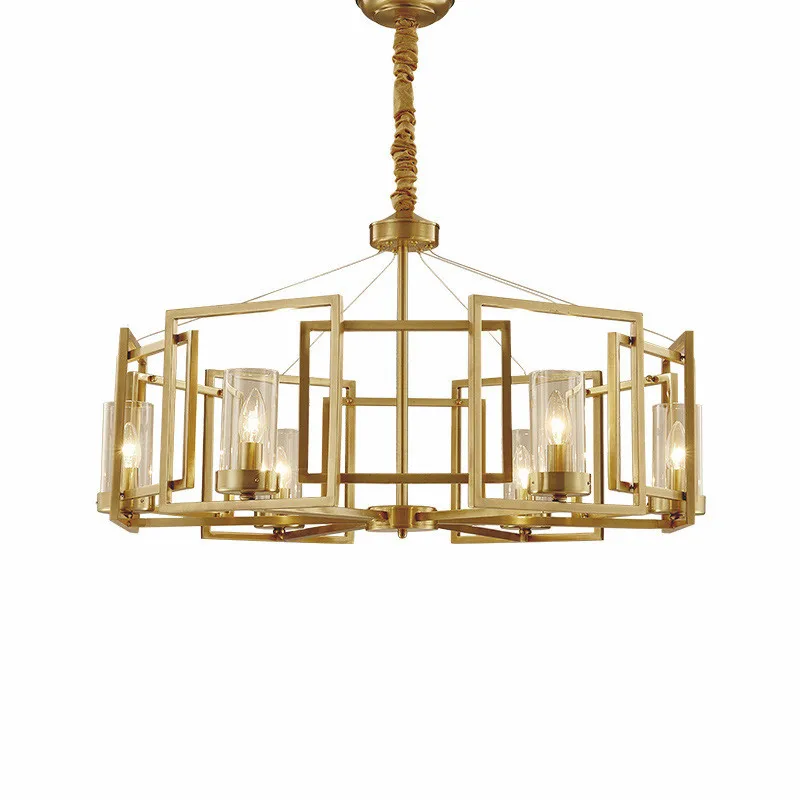 

Modern Living Room E14 Led Chandelier Chain Hanging Chandelier Lighting Luxury Gold Metal Glass Shades Suspension Lamp Fixtures