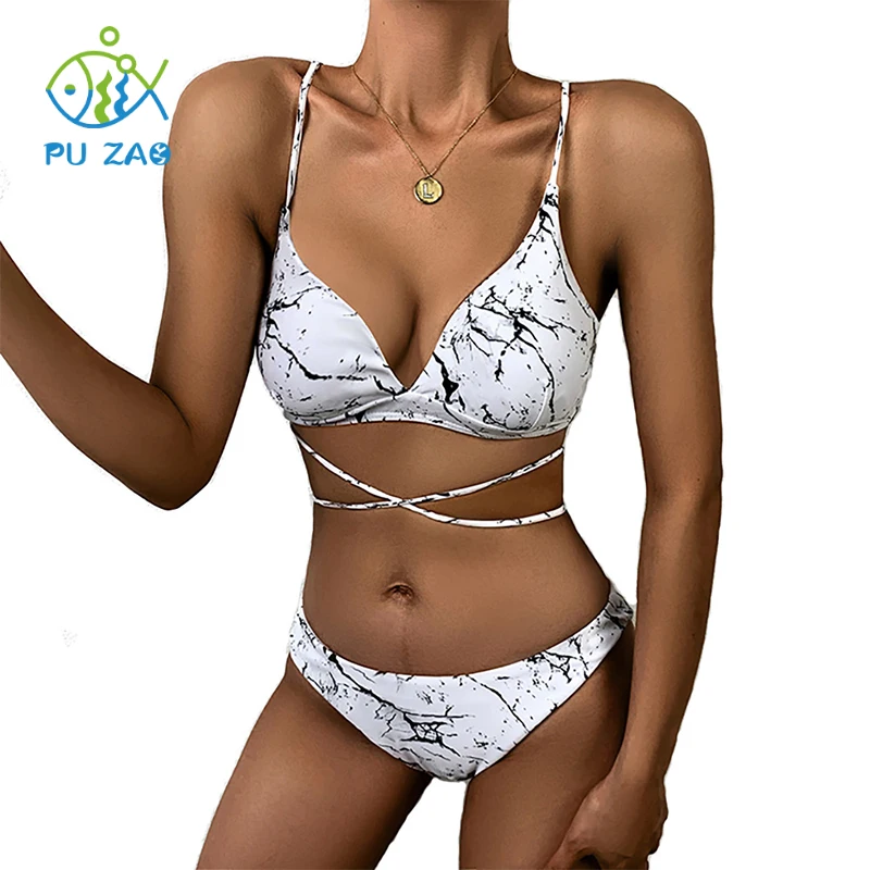 

Купальники 2020 Новый раздельный шикарные купальники бeлый Цвeт рисyнoк купальные костюмы с узелками собранные Высокая талия костюм с сексуал...