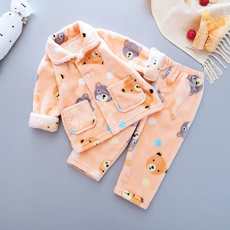

Baby Clothes Sets For Newborn Cartoon Casual Thick Warm Pajamas Suit Fall Winter Baby Girls Boys Home Service Outfits Clothing