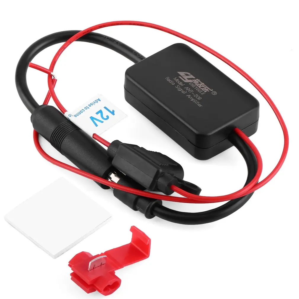 

12V Car Automobile Radio Signal Amplifier ANT-208 Auto Vehicles FM Aerial Booster For Enhancing Signals Black
